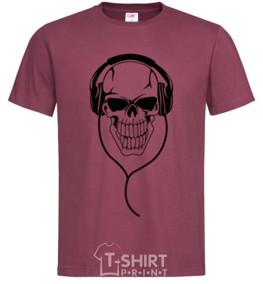 Men's T-Shirt Skull in headphones burgundy фото