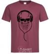 Men's T-Shirt Skull in headphones burgundy фото