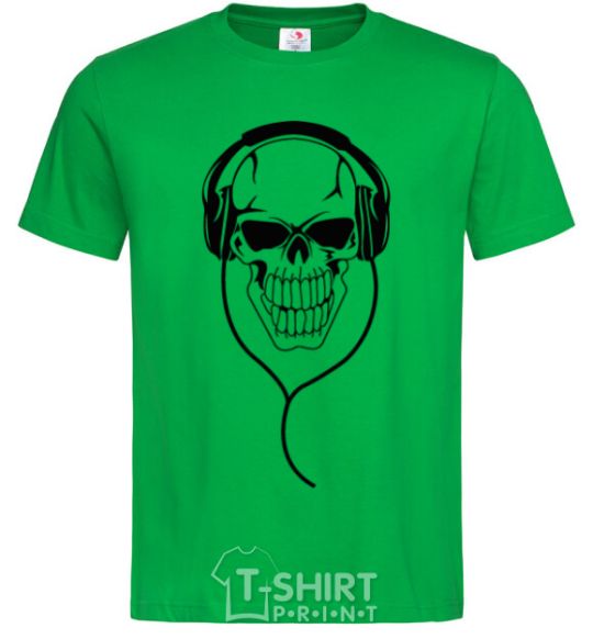 Men's T-Shirt Skull in headphones kelly-green фото