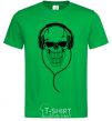 Men's T-Shirt Skull in headphones kelly-green фото