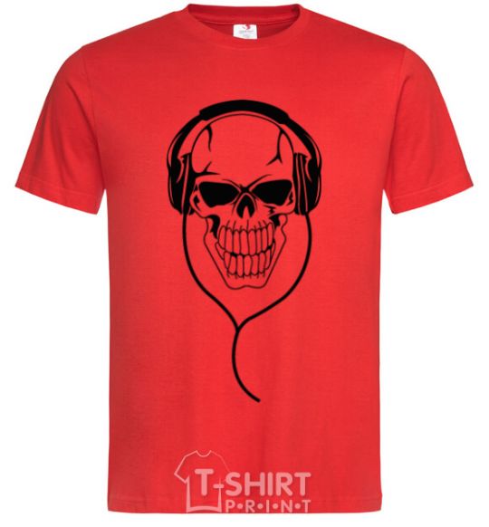 Men's T-Shirt Skull in headphones red фото