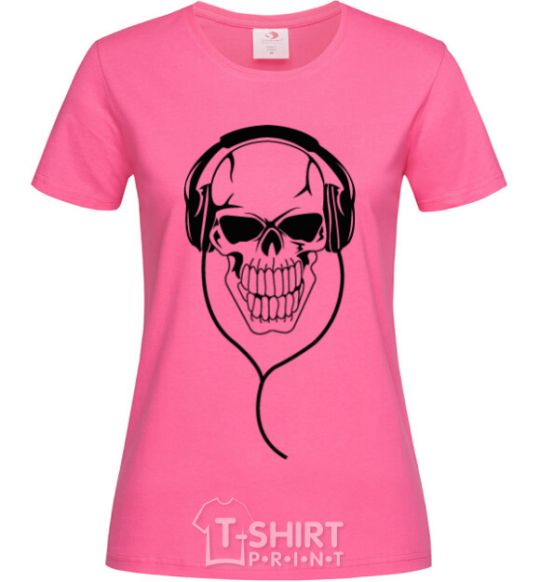Women's T-shirt Skull in headphones heliconia фото
