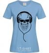 Women's T-shirt Skull in headphones sky-blue фото
