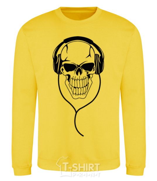 Sweatshirt Skull in headphones yellow фото
