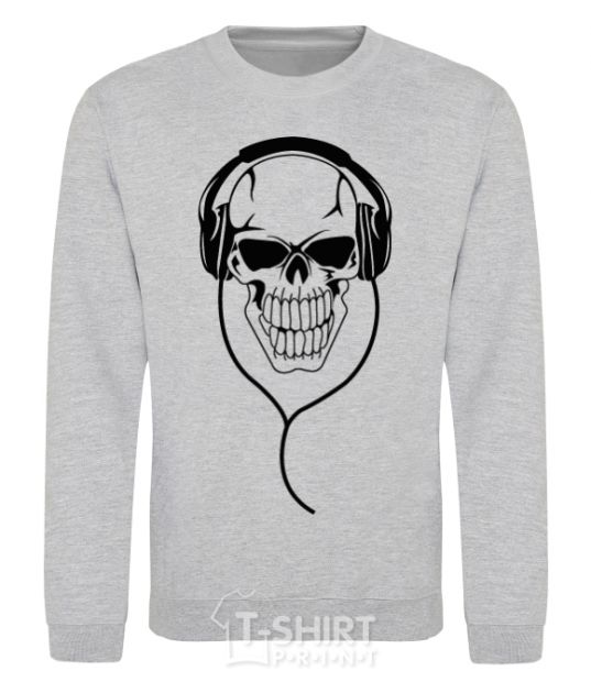 Sweatshirt Skull in headphones sport-grey фото