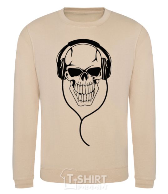 Sweatshirt Skull in headphones sand фото