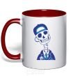 Mug with a colored handle A skull in a cap red фото