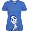 Women's T-shirt A skull in a cap royal-blue фото