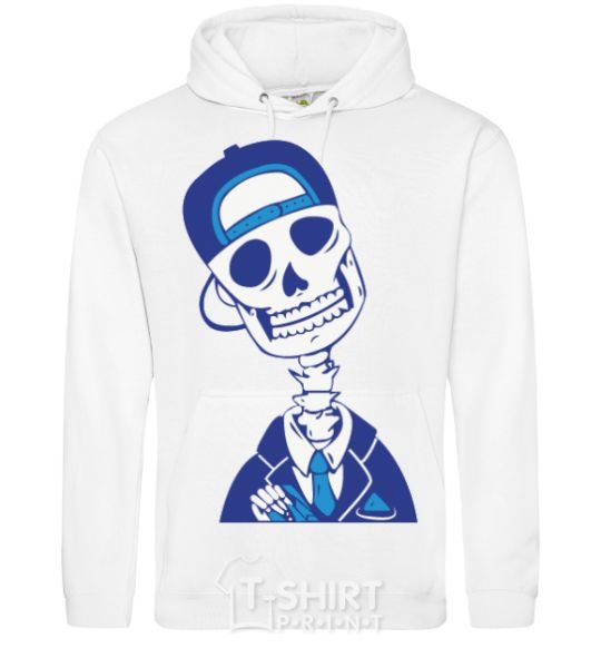 Men`s hoodie A skull in a cap White фото