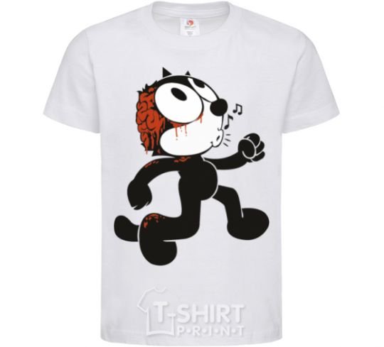Kids T-shirt The cat and the brain White фото