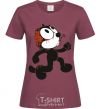 Women's T-shirt The cat and the brain burgundy фото