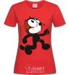 Women's T-shirt The cat and the brain red фото
