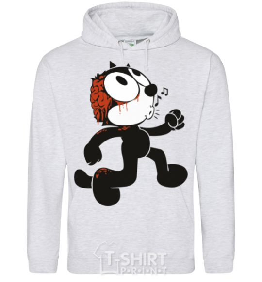 Men`s hoodie The cat and the brain sport-grey фото