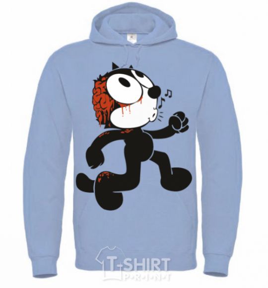 Men`s hoodie The cat and the brain sky-blue фото