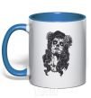 Mug with a colored handle Santa Muerte royal-blue фото