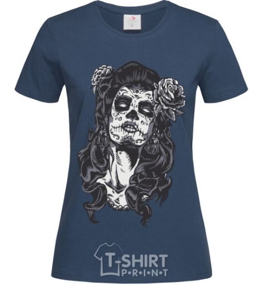 Women's T-shirt Santa Muerte navy-blue фото