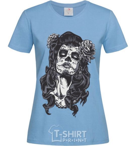 Women's T-shirt Santa Muerte sky-blue фото