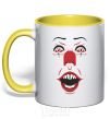 Mug with a colored handle it yellow фото