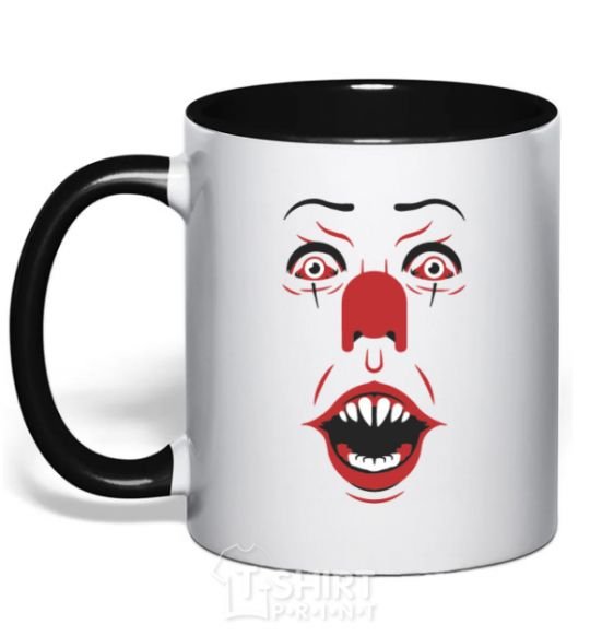 Mug with a colored handle it black фото