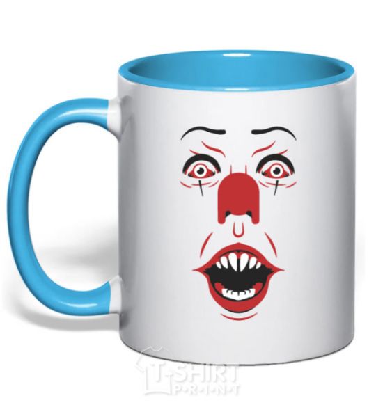Mug with a colored handle it sky-blue фото