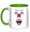 Mug with a colored handle it kelly-green фото
