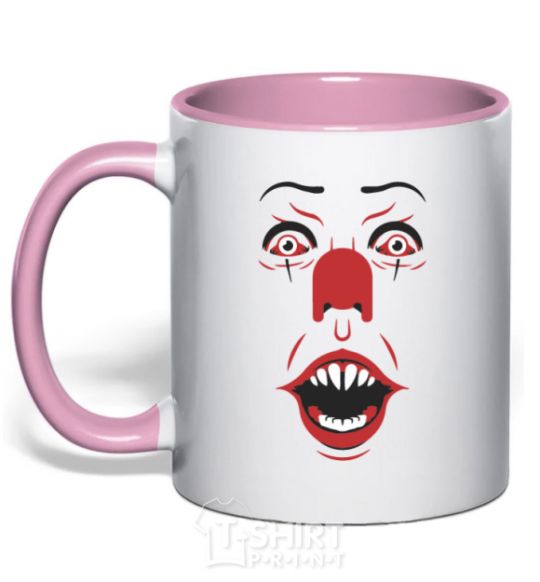 Mug with a colored handle it light-pink фото