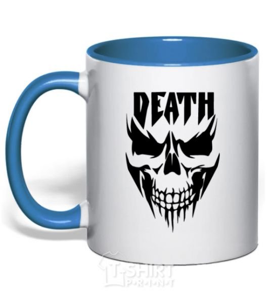 Mug with a colored handle DEATH SKULL royal-blue фото