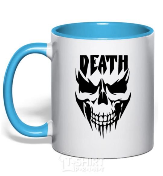 Mug with a colored handle DEATH SKULL sky-blue фото