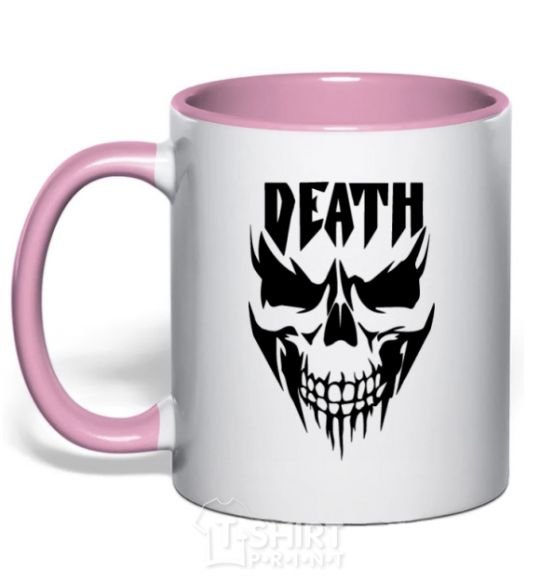 Mug with a colored handle DEATH SKULL light-pink фото