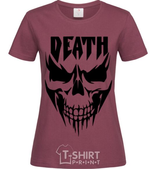 Women's T-shirt DEATH SKULL burgundy фото