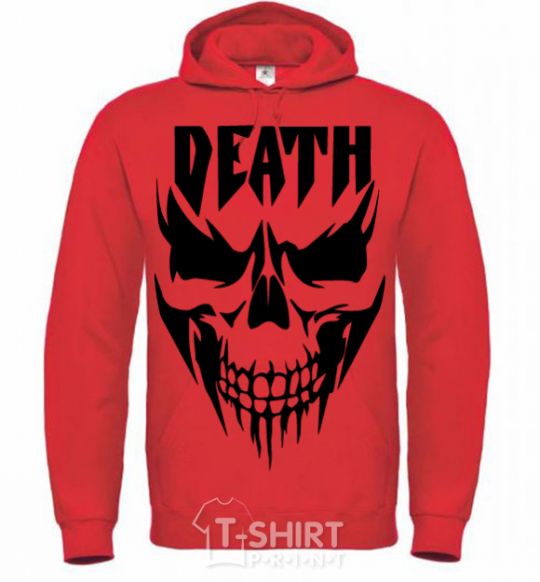 Men`s hoodie DEATH SKULL bright-red фото