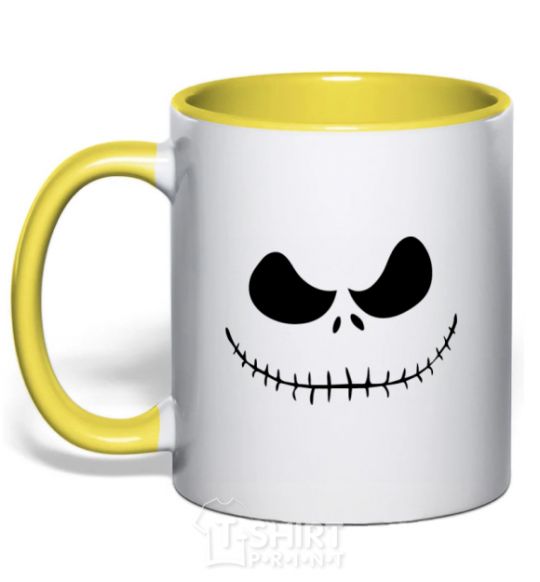 Mug with a colored handle Jack yellow фото