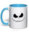 Mug with a colored handle Jack sky-blue фото