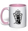 Mug with a colored handle Sally light-pink фото