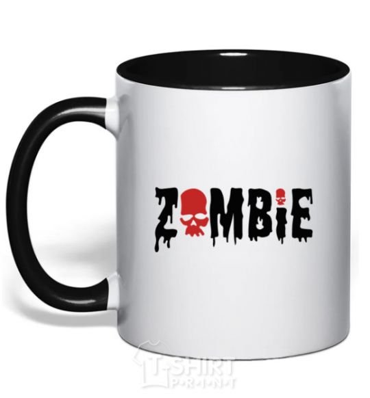 Mug with a colored handle zombie red black фото