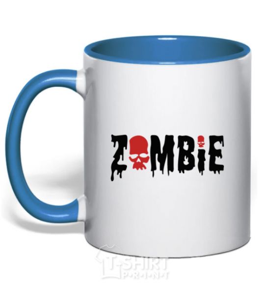 Mug with a colored handle zombie red royal-blue фото