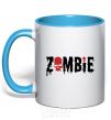 Mug with a colored handle zombie red sky-blue фото