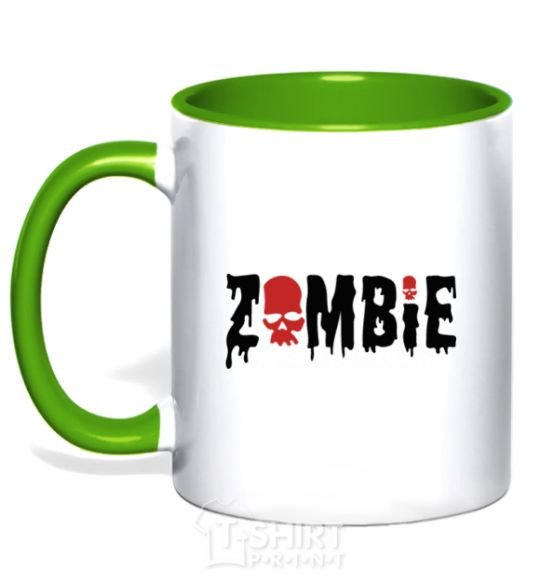Mug with a colored handle zombie red kelly-green фото