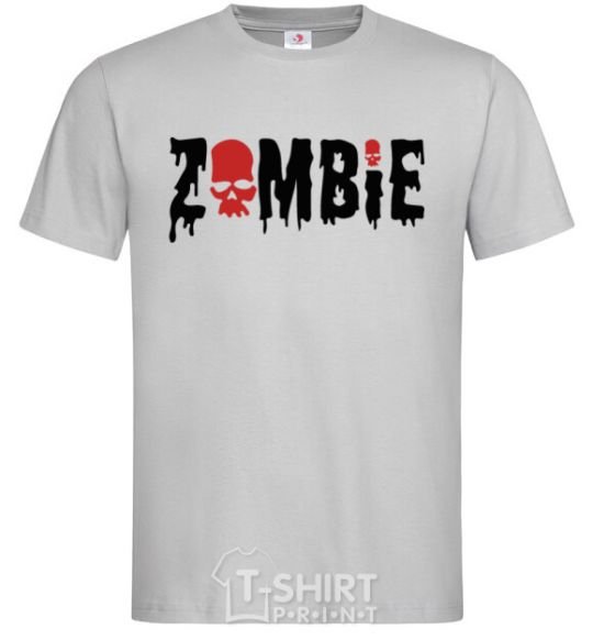 Men's T-Shirt zombie red grey фото