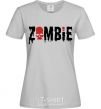 Women's T-shirt zombie red grey фото