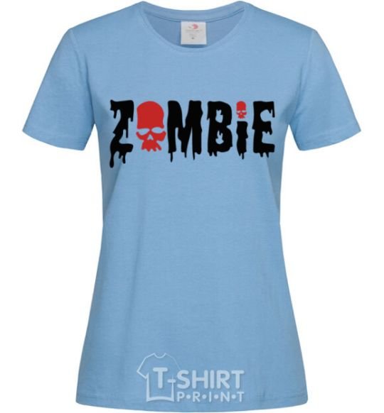 Women's T-shirt zombie red sky-blue фото