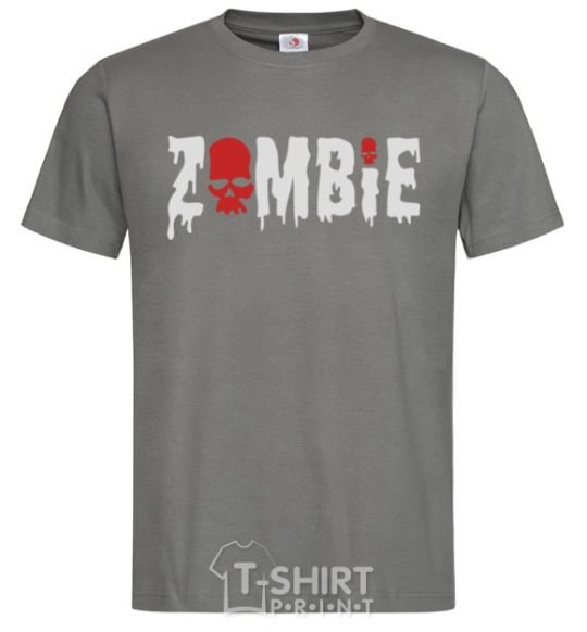 Men's T-Shirt zombie red dark-grey фото