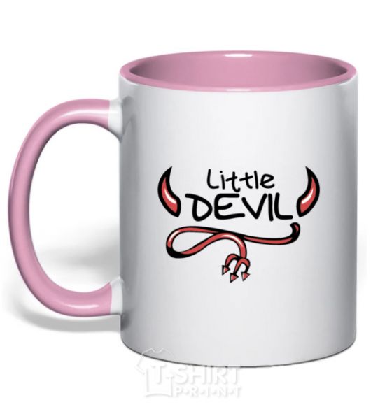 Mug with a colored handle Little Devil original light-pink фото