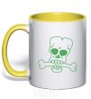 Mug with a colored handle zombie bone yellow фото