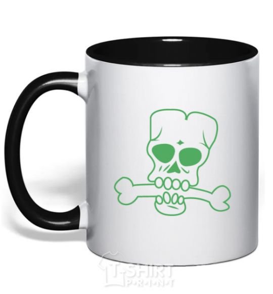 Mug with a colored handle zombie bone black фото