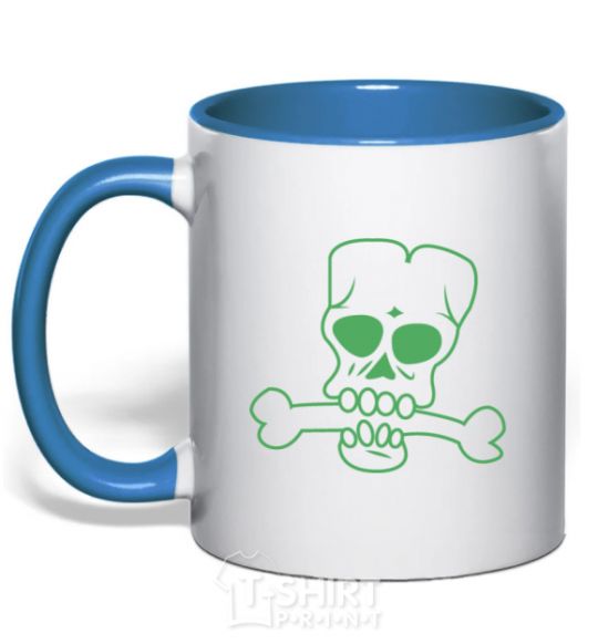 Mug with a colored handle zombie bone royal-blue фото