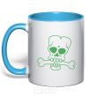 Mug with a colored handle zombie bone sky-blue фото