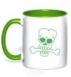 Mug with a colored handle zombie bone kelly-green фото