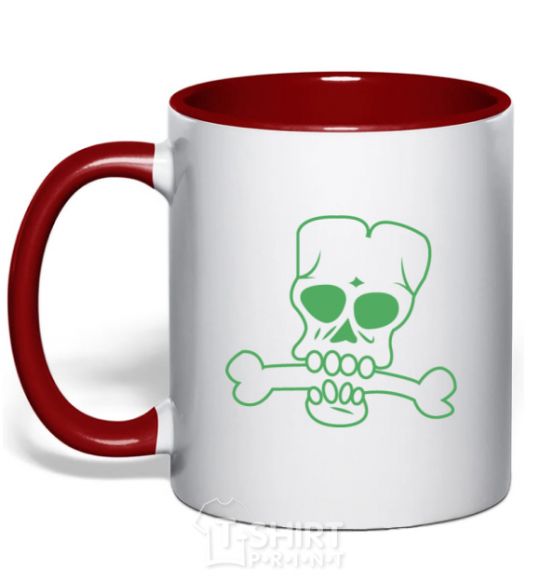 Mug with a colored handle zombie bone red фото