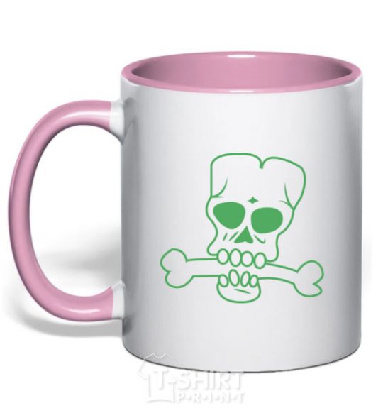 Mug with a colored handle zombie bone light-pink фото